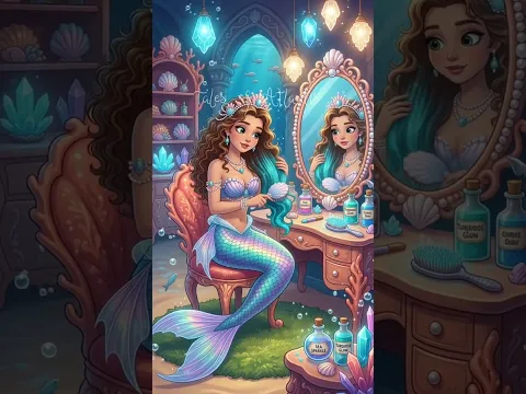 Thalassia dyes her hair 👩‍🎨 #shorts #ai #mermaid 