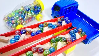 Marble Run ASMR ☆ HABA Double Rattling Slope, Skeleton Car & DumpTruck