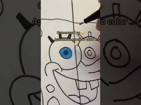 Dibujando a bob esponja yo Vs mi hijo #arte #dibujo #art
