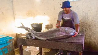 CUTTING FISH || BIGGEST TREVALLY FISH CUTTING SKILLS VIDEO