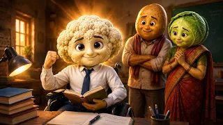 एक अपाहिज बच्चा कैसे बना टीचर 😱Bhindi, Baingan,Aur Tamatar Cartoon story | Sabji Cartoon Story