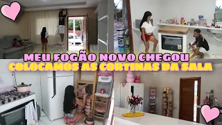 ORGANIZANDO A COZINHA NOVA|| SEM ARMÁRIO AINDA|| MEU FOGÃO NOVO CHEGOU e TIVEMOS UM PREJUÍZO 🥲🏡💕