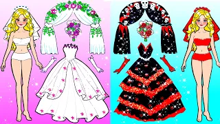 Paper Dolls Dress Up - Costumes Angel Bride Vs Vampire Bride Dress Up Contest- Barbie Story & Crafts