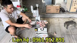 Chạy thử máy cưa xương đa năng, cắt móng giò lợn ( HEO ) lưỡi cưa siêu sắc bén