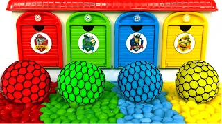 Oddly ASMR Garage | How I Made 4 BIG Slime Stress Balls Mixing Rainbow Beads AND 4 Color ASMR Garage