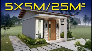 🏡 Plano de Casa 5x5 / Casa Económica / diseño de casa pequeñas y bonita 😍