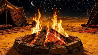 Arabian Desert Magic Genie Campfire 8K 🔥 Hypnotic Flames & Crackling Fire No Music