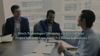 Bitech Sales of 2 425GW Greenfield Solar Project Pipeline
