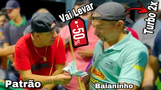 O PATRÃO DO BAIANINHO DE MAUÁ PROMETEU 50% P/ATIVAR O TURBO 2X #sinuquinha #sinuca #baianinho