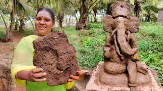 CLAY GANESH IDOL MAKING AT HOME | விநாயகர் சதுர்த்திக்கு வீட்டில் செய்த களிமண் விநாயகர் சிலை !!