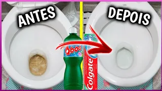 COMO TIRAR AMARELADO, ENCARDIDO DO VASO SANITÁRIO / COMO TIRAR MARCA D' AGUA DO VASO SANITARIO😱😱