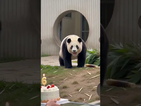 淚目！爺爺帶著親手做的蛋糕、千裡迢迢來到四川為福寶送祝福，願福寶生日快樂！ #大熊貓福寶 #大熊貓福寶和爺爺 #福寶生日 #姜爺爺 #馬上入川蜀你好玩