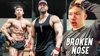 I BROKE MY NOSE || BACK WORKOUT WITH BRADLEY MARTYN