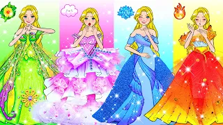 Học Làm Búp Bê Giấy - Rapunzel Trang Điểm và Làm Váy Phong Cách 4 Mùa - Câu Chuyện Của Barbie