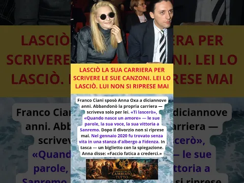 LASCIÒ LA SUA CARRIERA PER SCRIVERE LE SUE CANZONI  LEI LO LASCIÒ  LUI NON SI RIPRESE MAI