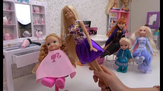 Elsa and Anna toddlers new haircut