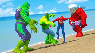 GTA 5 COLOR TEAM HULK SPIDERMAN CHALLENGE SUPERHEROES GAME ANIMATION COMPILATION 6%