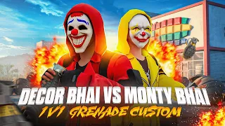 Biggest Match Ever😨 Decor Bhai Vs Monty bhai 🔥 1vs1 Only Grenade Challenge | Garena Free Fire Max 🔥