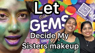 Let Gems Decide My Sisters makeup - Part 3 😂😂 || vlogsofsona ||  #makeupchallenge #gemschallenge