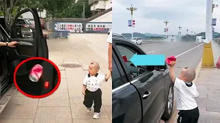 Jcar Owner Littering, Munchkin Picks Up And Throws Back Into Car#family #fatherandson#funny#cutebaby