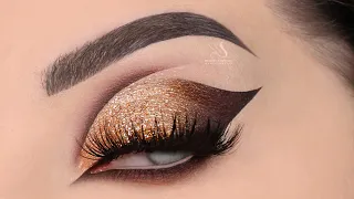 Gold Glitter Cut Crease for Holiday Makeup Tutorial | Melissa Samways