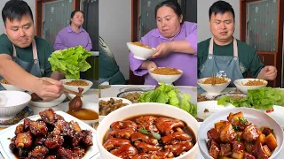 Stupid husband tried to eat chicken legs secretly, but all he got was vegetables