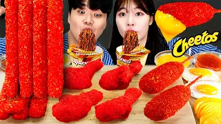 ASMR MUKBANG| 직접 만든 치토스 양념치킨 치즈스틱 핫도그 짜파게티 먹방 & 레시피 CHEETOS CHICKEN AND BLACK BEAN NOODLES EATING