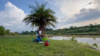 Cooking Handi Chicken In The Jungle | Three Friends Camping In Forest Near River 