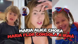 Maria Alice chora e Maria Flor surpreende com resposta fofa e engraçada!