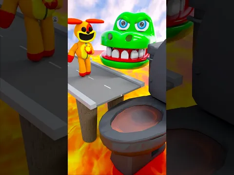 Crocodile & Skibidi Toilet & Jax Jumping over Open Bridge into a Gigantic Toilet #shorts