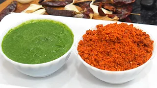 मुंबई की स्पेशल वडा पाव की चटपटी तीखी लाल चटनीऔर हरी चटनी  sukhi lal chutney Hari chutney mintchatny