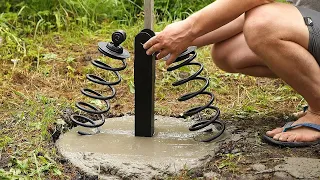 Powerful mechanism made of old car springs. The result is IMPRESSIVE