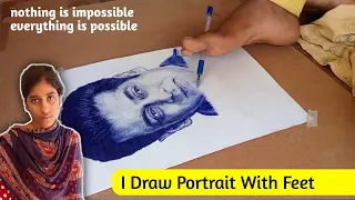 I Draw Portrait With Feet // Noorjahan Artist And Shocked Salman Khan
