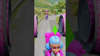 Weird Cars & Shit Cars Going VS Bollard Barbie and Hammer Foot Hulk's Crush in BeamNG.drive #shorts