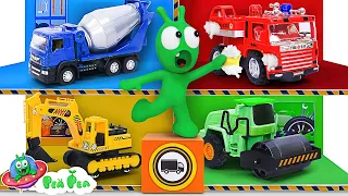 Pea Pea Finds Mystery Cars in 4 Color Garage! - Cartoon for kids