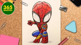 COMO DIBUJAR A SPIDERMAN KAWAII - Dibuja a Spiderman de No Way Home facil con 365BOCETOS