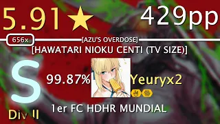 osu!catch RD (Div II) | Yeuryx2 | 5.91⭐MTH - HAWATARI NIOKU CENTI [AZU'S OVERDOSE] +HDHR FC 429pp
