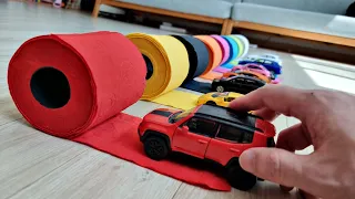 Pull back car & toilet paper