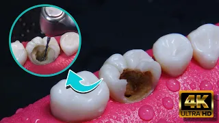 INCREIBLE reconstrucción de diente dañado por caries: Endodoncia en 4K