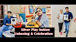 OMG!🤷🏻‍♀️Finally YouTube silver button agyaa 😭 celebration with Husband😍#silver #play #button #happy