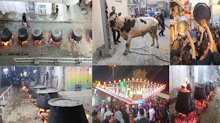 اقوى تصوير اجواء عاشوراء في قضاء العزيزيه ذبح عجل 400كيلو عملاق مع التوزيع