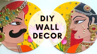 DIY Wall Decor Art // Mixed media Clay Painting of Indian King & Queen