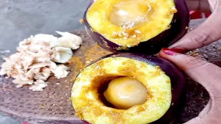 ডিপ ফ্রিজে রাখা ডিম আর বেগুন দিয়ে গ্রামীণ পদ্ধতিতে বিষন মজার রান্না।