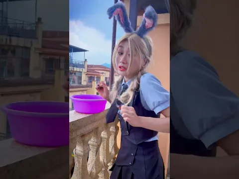 Fortunately, the rabbit caught the falling water in time#Short #Officer Rabbit #angel