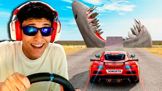 CARROS VS TUBÃRÃO GIGANTE e OUTROS BURACOS! - Beamng Drive