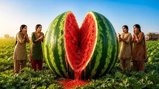 🍉 4 Sisters Find the WORLD’S BIGGEST WATERMELON! 😱 #watermelon #fruit 
