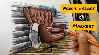 how to render a Chair | hand rendering tutorial