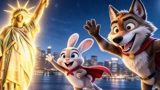 “The Wolf and the Rabbit – Super Heroes Adventure in New York” 🦸‍♂️🦸‍♀️🗽🐺🐰