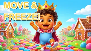 Walking Through Sweetopia 🚶 Move and Freeze Song for Kids | King of the Candy
