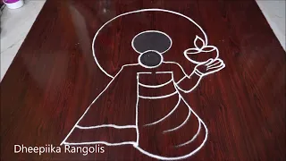 Deepavali Muggulu🌹Easy Freehand peacock Deepam Kolam🌹Diwali Rangoli 2022@DheepiikaRangolis